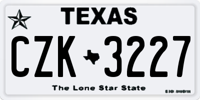 TX license plate CZK3227