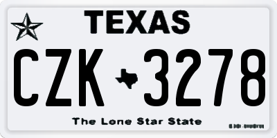 TX license plate CZK3278