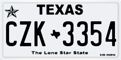 TX license plate CZK3354