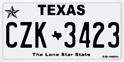 TX license plate CZK3423