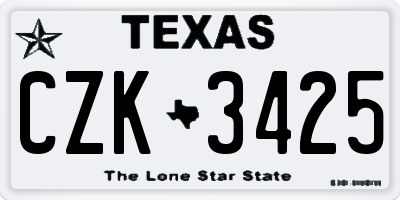 TX license plate CZK3425