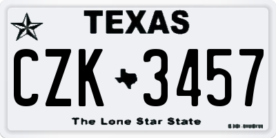 TX license plate CZK3457