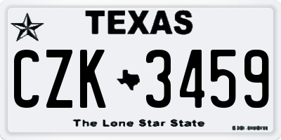 TX license plate CZK3459