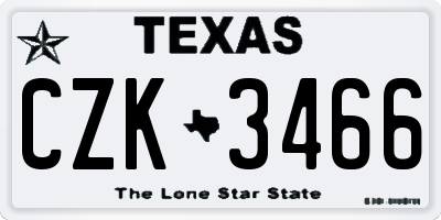 TX license plate CZK3466