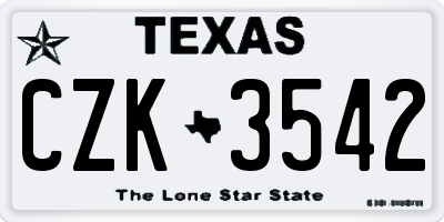 TX license plate CZK3542