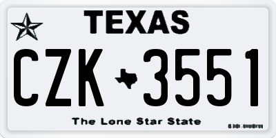 TX license plate CZK3551