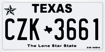 TX license plate CZK3661