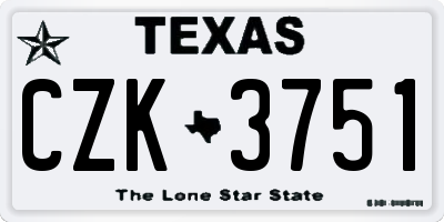 TX license plate CZK3751