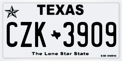 TX license plate CZK3909