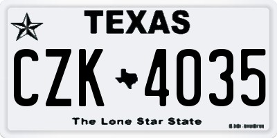 TX license plate CZK4035