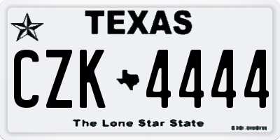 TX license plate CZK4444