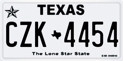 TX license plate CZK4454