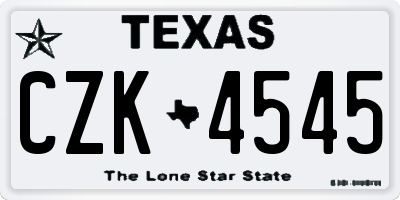 TX license plate CZK4545