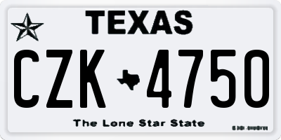 TX license plate CZK4750