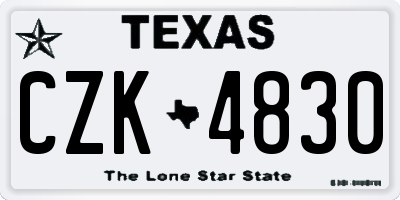 TX license plate CZK4830