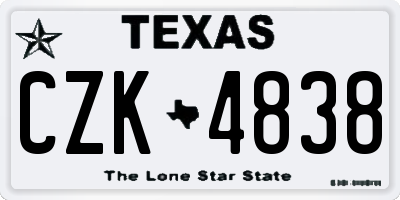 TX license plate CZK4838