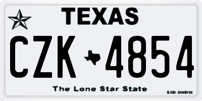 TX license plate CZK4854