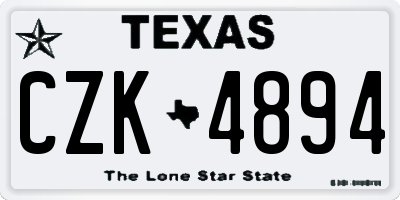 TX license plate CZK4894