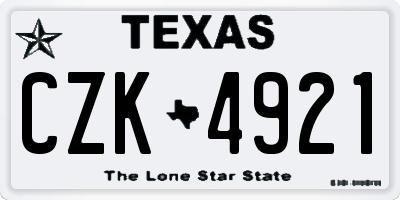 TX license plate CZK4921