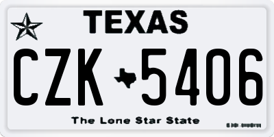 TX license plate CZK5406