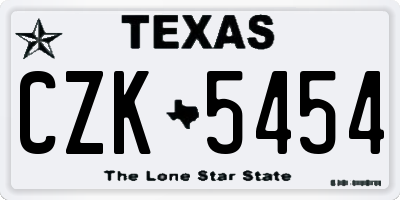 TX license plate CZK5454