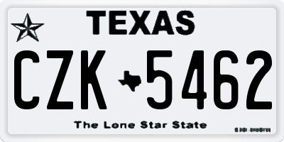 TX license plate CZK5462