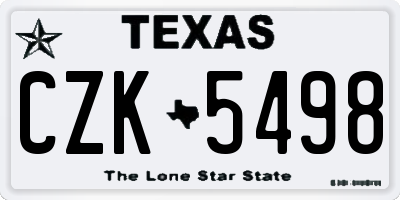 TX license plate CZK5498