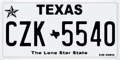 TX license plate CZK5540