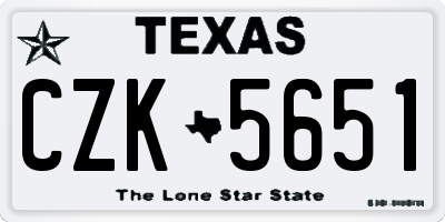 TX license plate CZK5651