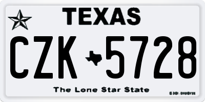 TX license plate CZK5728