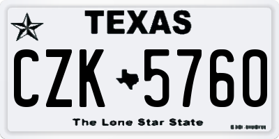 TX license plate CZK5760