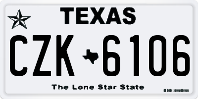 TX license plate CZK6106
