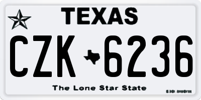 TX license plate CZK6236