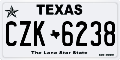 TX license plate CZK6238