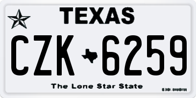 TX license plate CZK6259