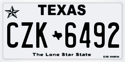 TX license plate CZK6492