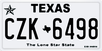 TX license plate CZK6498