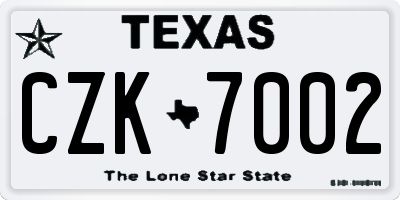 TX license plate CZK7002