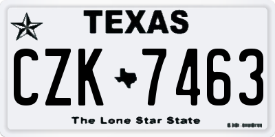 TX license plate CZK7463
