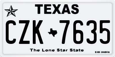 TX license plate CZK7635