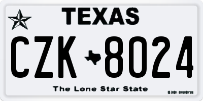 TX license plate CZK8024