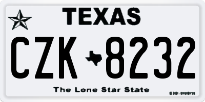 TX license plate CZK8232