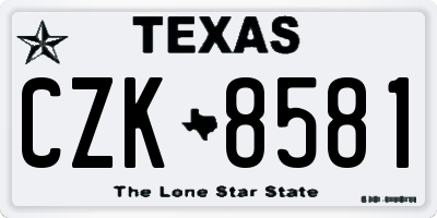 TX license plate CZK8581