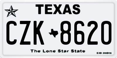 TX license plate CZK8620
