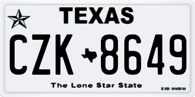 TX license plate CZK8649