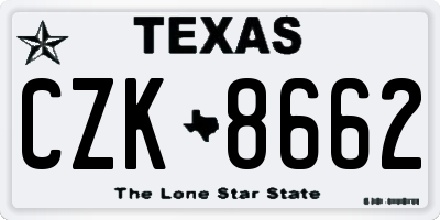 TX license plate CZK8662
