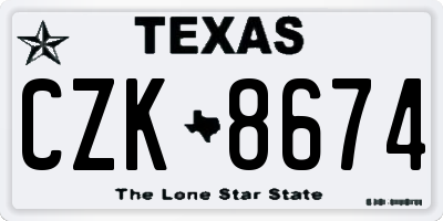 TX license plate CZK8674