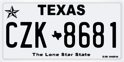 TX license plate CZK8681