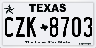 TX license plate CZK8703