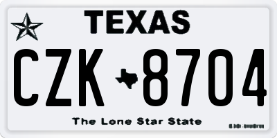 TX license plate CZK8704